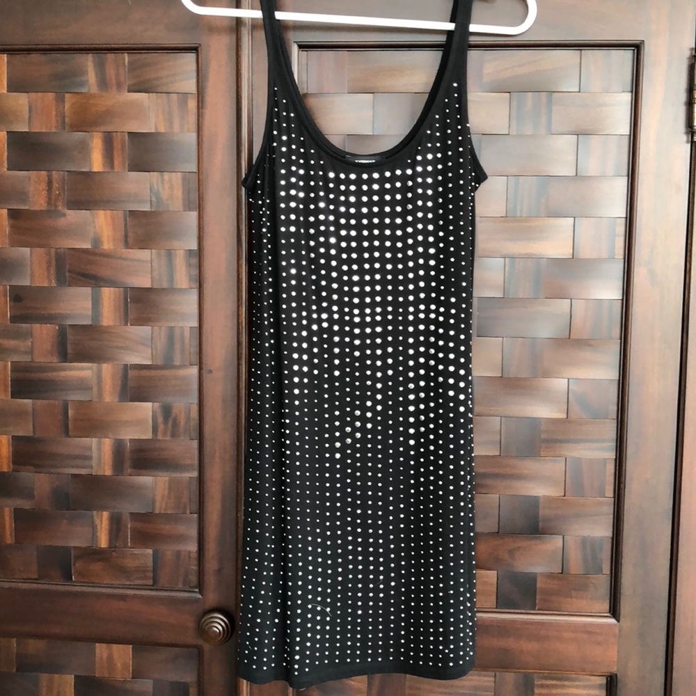 Black and silver embellished mini dress